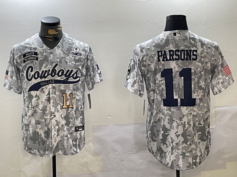 Men Dallas Cowboys #11 Parsons Nike Arctic Camo 2024 Salute to Service Limited NFL Jersey style 5